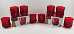 (8) Cristal D’Arques Longchamp Ruby Double Old Fashioned Set Crystal France Lot