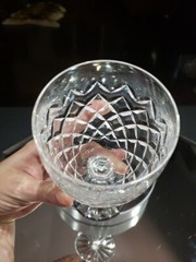 (1) Water Goblet Glass 7-1/2″ Crystal Old signed Waterford cut Powerscourt