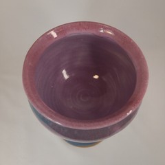Studio Art Pottery Goblets Set of 2 Pink Lavender and Blue Gray