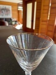 TIFFIN FRANCISCAN MONTCLAIR PLATINUM TRIM CLEAR CRYSTAL WATER GOBLET EXC COND