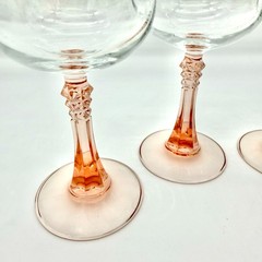 Cristal d’Arques Durand CRA35 Pink Spiked Stem Wine Goblets Set of 4