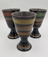 Garden Terrace Set Of 3 Ceramic Wine / Water Goblets