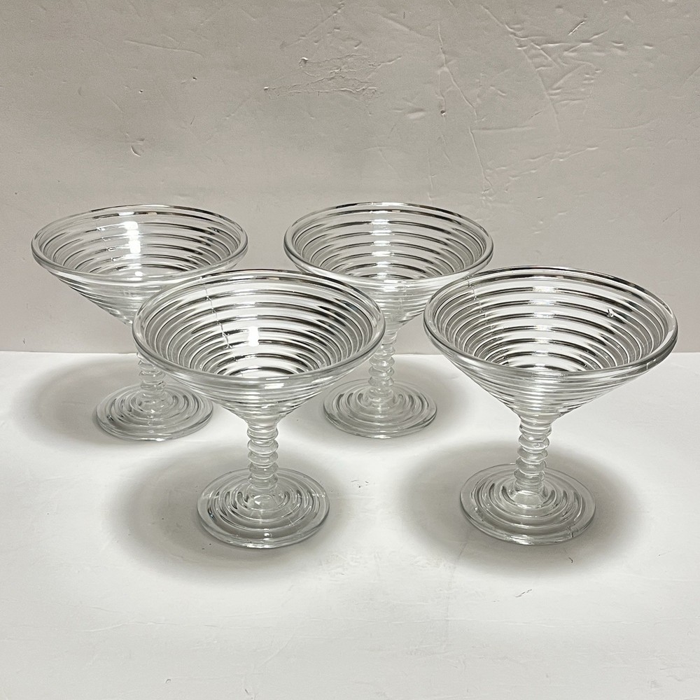 Vintage Manhattan Martini Glasses Compote Hocking Depression Era SET OF 4
