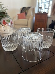 Clear Glass Rocks Glasses Set of 4 Ribbed Design Round Glossy Finish
