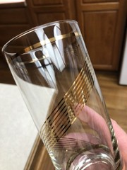 9 Vintage Culver Highball Glasses 22K Gold Stripe Swirl Tumblers MCM Barware
