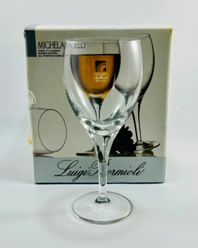 Luigi Bormioli Michelangelo Italy Crystal All-Purpose Goblets Glasses Set of 4