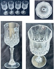 VINTAGE Cristal D’arques LONGCHAMP Wine Glasses 12 oz. EXCELLENT 4-Piece Set