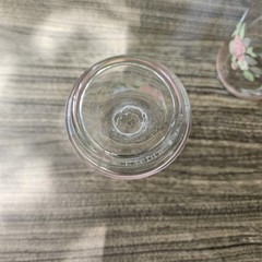Vintage Pfaltzgraff Tea Rose Libbey Tumbler Drinking Glasses Pink Bands Set of 4