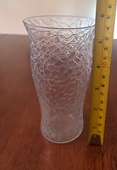 Set Of 4 L.E. Smith By Cracky Clear Glass Drinking Crackle Tumblers 5.5″ Vintage