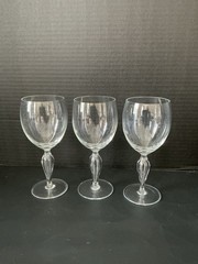 Vtg MCM Clear Glass Hollow Stem Beer Goblets Teardrop Baluster Glasses Set Of 3