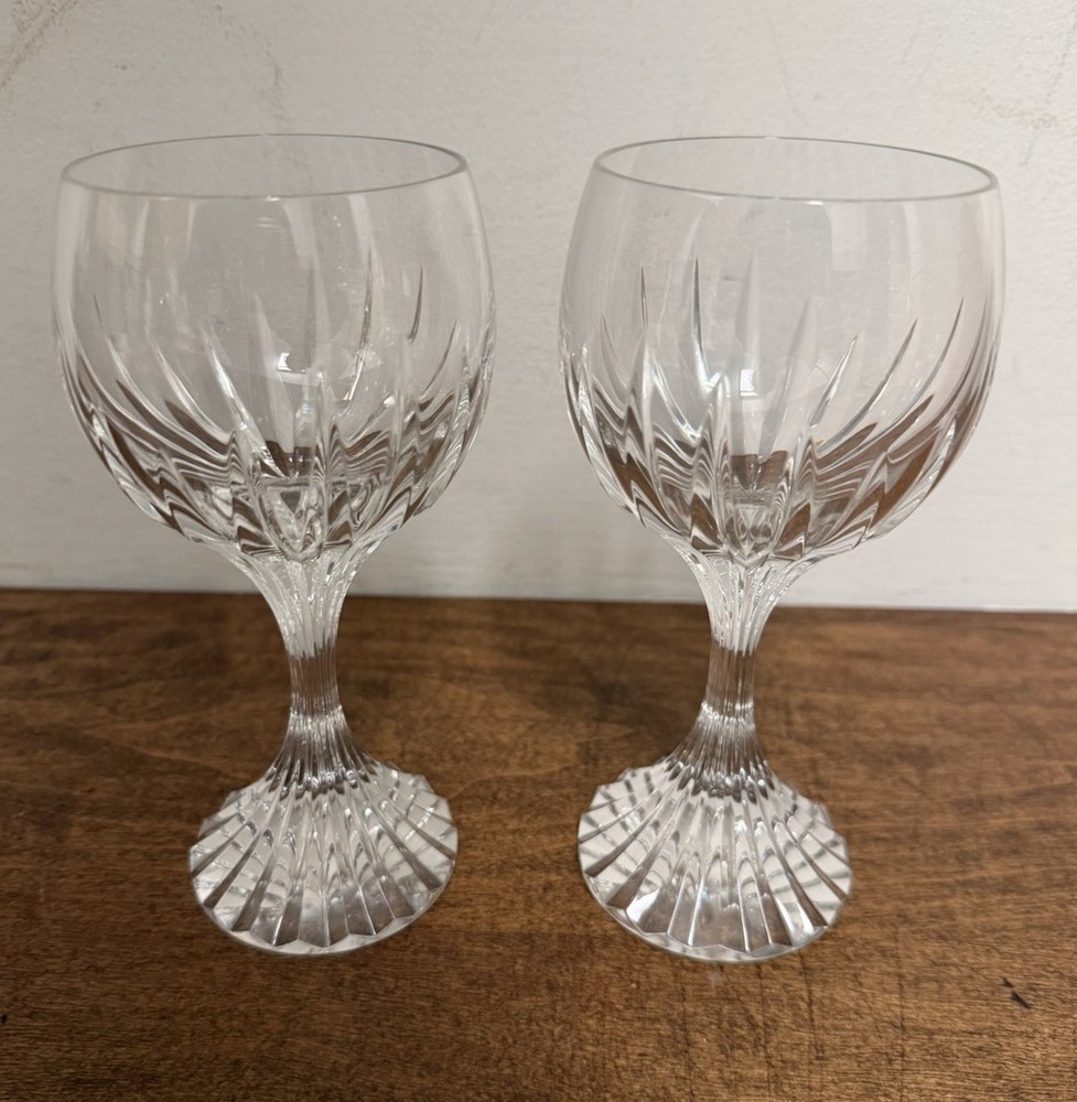 Baccarat Massena Cut Set of 2 Crystal Wine Glasses 6.25″ tall