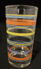 Lucky Thailand Glassware Orange Blue Yellow Violet Striped Tumbler 12oz