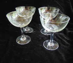 4 Vntg Noritake 1950’s SASAKI WHEAT Champagne/ Tall Sherbet Glasses 4 3/8″ EUC