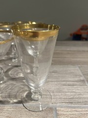 VTG Gold Rim Glasses Round Set of 27 ELEGANT DINNER PARTY COCKTAIL