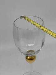 Gibson Golden Solitaire Water 12 Oz Goblet Wine 24K Optic Glass Steam 8.5″ Vtg