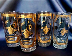 Vintage set of four authentic Fred Press highball glasses featuring horse