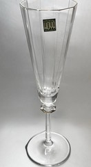 RARE/HTF Set (4) HOYA Crystal Champagne Wine Flutes Glasses w/Gold Trim/Accents