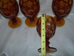 FOUR (4) Imperial Glass Provincial Whirlpool Amber Wine Glasses Brown Footed
