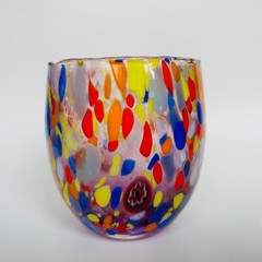 Zecchin Style Murano Art Glass Purple Rainbow Confetti Glass