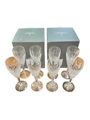 WATERFORD CRYSTAL ARAGLIN PATTERN CHAMPAGNE FLUTES 8 1/2″ SET OF 8 IN BOX RARE