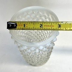 Tea Water Picture Cup Set Blue Opalescent Moonstone Hobnail Anchor Hocking Glass