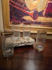 Vintage Culver Barware Tumblers set of 4 22k gold rimmed Glasses High End Luxe
