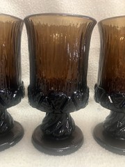 Vintage Fostoria Glass «Sorrento» Brown Water Goblets / Chalices – Set of 4