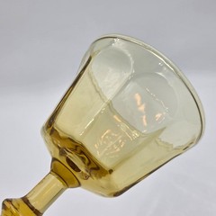 8 Panel Wafer Stem Amber Yellow Liquor Cocktail Set 4 Glass Discontinued