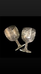 Set of 8 Bartlett Collins 6.25” Goblets Clear Gold Trim White Grape & Leaf Decal