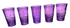 VTG MCM Indiana 5 Glasses Purple Juice Time Glasses Embossed Fruit See Detail