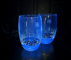 Vintage 2 Bailey’s Irish Cream God Doted Confetti Glasses, Blue Manganese Glow