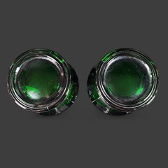 2 Georgian Emerald Green Tumbler Glasses Honeycomb Drinkware 4.25” Unmarked