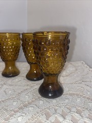 VTG Amber Cordial Liqueur Shot Glass Set Of 5 Glasses 3″ Tall