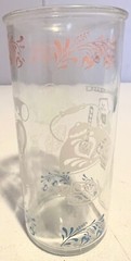 Vintage Hazel Atlas Pink Blue White Kitchen Aid Glass Tumbler Rimmed
