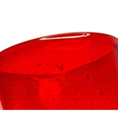 Hand Blown Ruby Red Tumbler Glass 12 Oz Random Bubbles 4.25″ Tall Heavy