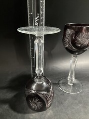 2 TWO AJKA Crystal ALBRACCA Lead Crystal Dark Ruby Red Wine Glass 7″ Pinwheel
