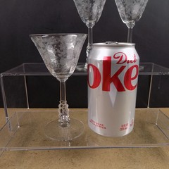 3 Cambridge Glass Chantilly 3779 Etched Liquor Cocktail Glasses 5.25″ Tall VGC