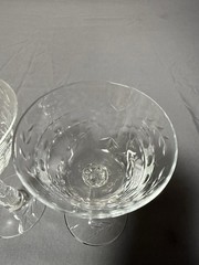 Set 2 Vintage Etched Glass Wine Goblets Floral Clear Stemware 5in #2