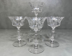 Set of 4 Cambridge Elaine Cocktail Champagne Tall Sherbet Glasses 6 1/2″