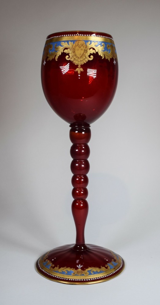 Salviati Murano Venetian Presentation Goblet, Red/Gold