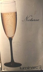 Luminarc France Domino Signature Black Champagne Flutes SET of 4 Glasses