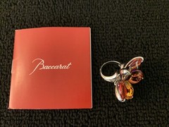Psychedelic Orange Red Pink Flower Ring Baccarat Crystal Size 53
