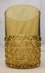 Vintage L.G. Wright Amber Daisy & Button Flat Tumbler Rare 4″