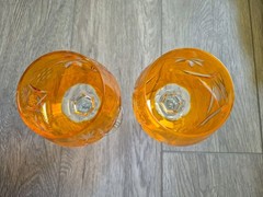 2 Nachtmann Traube Amber Cut To Clear Crystal Hock Wine Glasses 8″