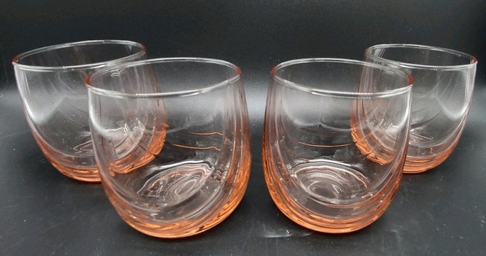 Light Pink Libbey Glasses Drape Swag Design 3.25″ Short Tumblers Set of 4