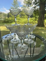 Set Of 8 Webb England Rock Crystal Cut Glass Port Wine Stems C 1900