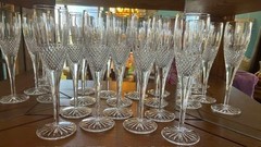 LOT OF 7 ~ WATERFORD ‘GLENMEDE’ CRYSTAL FLUTED CHAMPAGNE MIMOSA TOASTING GLASSES