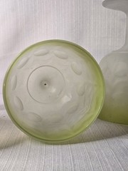 Satin Frosted Yellow RIM Glass Goblet Thumbprint Bartlett Collins Schooner Set 3