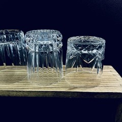 Vtg Crystal Double Old Fashioned Glasses Mismatched Heavy Set Of 4 Mixed