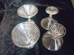 4 Vintage Anchor Hocking Manhattan Clear 5″ Martini Glass / Compote,Ribbed Lot 1